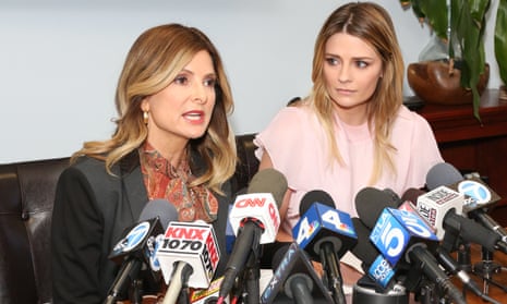 The actor Mischa Barton (right) with her lawyer Lisa Bloom at the press conference in Woodland Hills, California, on Wednesday.