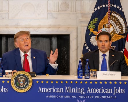 Marco Rubio looks on as Donald Trump speaks at an American Mining Industry roundtable, Washington, 7 August 2026.