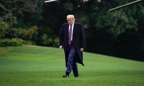 Donald Trump exits Marine One on the South Lawn of the White House in Washington DC
