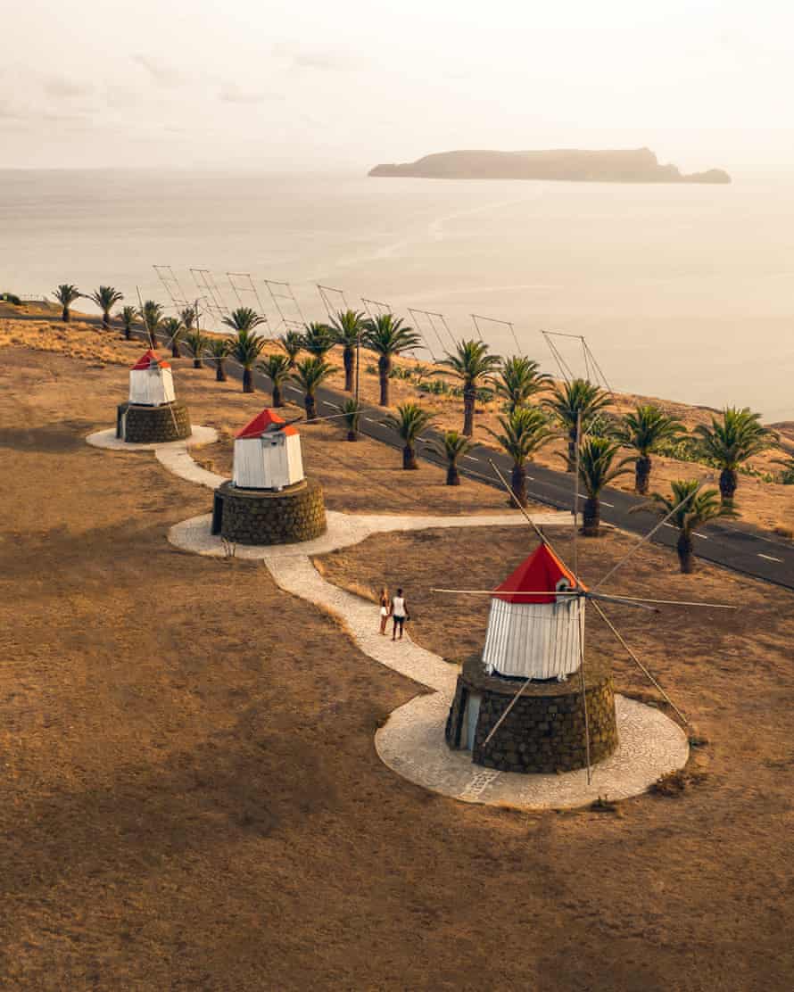Drone View Windmills Sunset (Porto Santo)