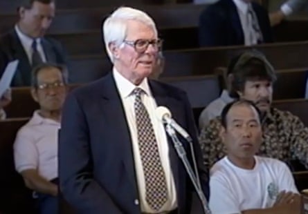 Peter Graves speaking at a city council hearing.