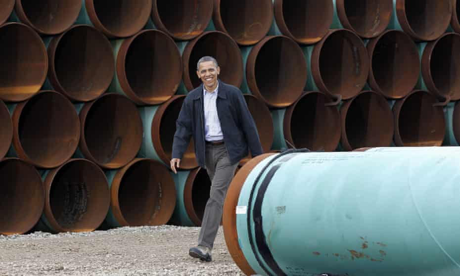 Barack Obama<br>FILE - In this March 22, 2012, file photo, then President Barack Obama arrives at the TransCanada Stillwater Pipe Yard in Cushing, Okla. The sponsor of the Keystone XL crude oil pipeline says it's pulling the plug on the contentious project, Wednesday, June 9, 2021, after Canadian officials failed to persuade the Biden administration to reverse its cancellation of the company's permit. (AP Photo/Pablo Martinez Monsivais, File)