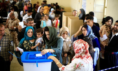 A woman in Kirkuk casts her vote in the independence referendum.