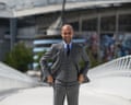 : Manchester City's manager Pep Guardiola poses for photographs outside the Etihad Stadium on July 8, 2016 in Manchester, England