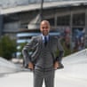 : Manchester City's manager Pep Guardiola poses for photographs outside the Etihad Stadium on July 8, 2016 in Manchester, England