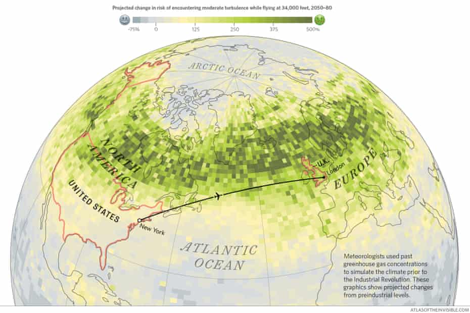 The likelihood of turbulent air while flying