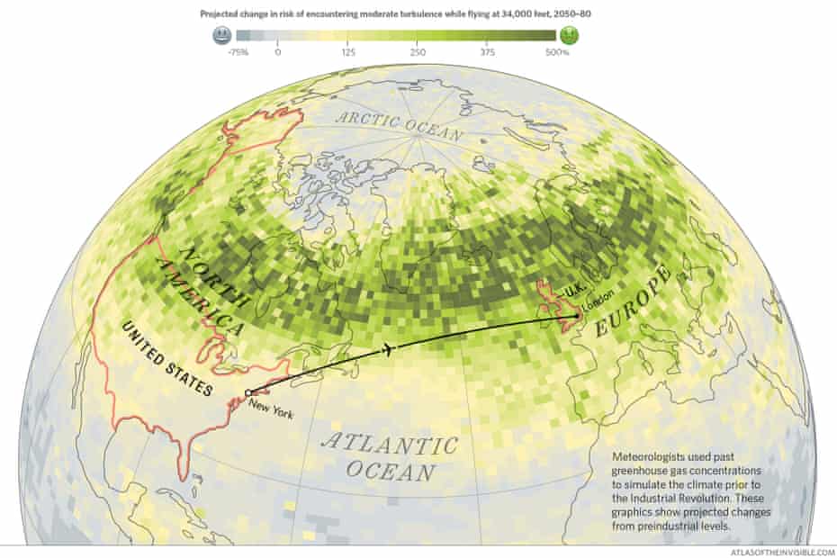 The likelihood of turbulent air while flying