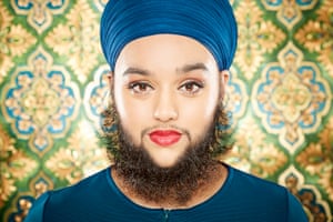 Harnaam Kaur with makeup and beard