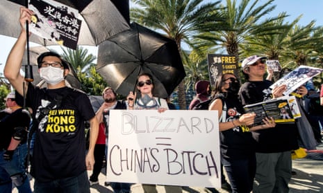 ‘Gamers for Freedom’ protest at BlizzCon 2019 in Anameim, California. 