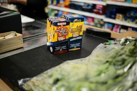 Two yellowish boxes of a supplement connected a counter