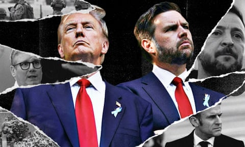 Composite image of Trump, Vance, Starmer, Macron and Zelenskyy