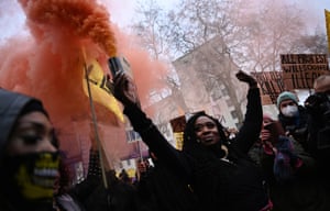 Protesters demonstrate during a ‘kill the bill’ protest outside Downing Street in London.