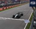 Kimi Antonelli crosses the finish line to win the Canadian Grand Prix.