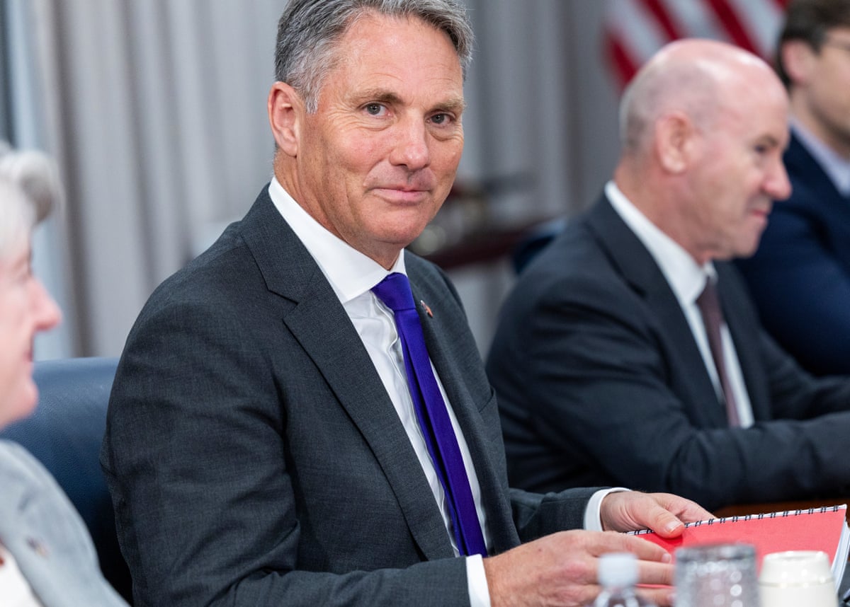 The Australian deputy prime minister and minister of defence, Richard Marles, during a meeting with the US secretary of defense, Pete Hegseth, at the Pentagon in Arlington, Virginia.