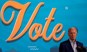 Democratic presidential nominee Joe Biden delivers remarks during a drive-in event in Tampa, Florida.