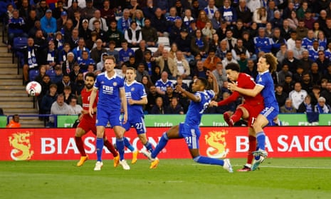 Curtis Jones scores his, and Liverpool's, second goal of the match.