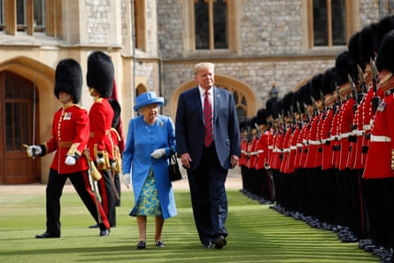 The late queen and Trump inspecting the guard of honour at Windsor Castle in 2019.