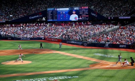 A general view of play during the MLB London Series match between the Cardinals and the Cubs at the London Stadium on Sunday 25 June
