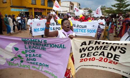 Participants in the World March of Women in Bukavu, in the east of the Democratic Republic of the Congo, in October 2010. The march attracted about 20,000 women including the first lady, Olive Lembe Kabila.