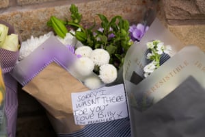A note left by boxing coach Billy 'The Preacher' Graham on a bunch of flowers laid in memory of Ricky Hatton, who Graham used to train.