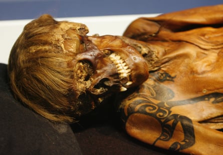 The mummy of a Scythian warrior at the Museum for Art and Craft in Hamburg, Germany.