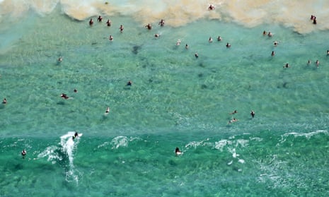 aerial view of swimmers at Maroubra beach