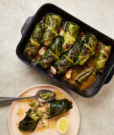 Stosie Madi's vegan rice, beans and herb-stuffed spring cabbage leaves