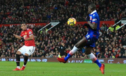 Anthony Martial scores Manchester United’s second goal in the 38th minute.