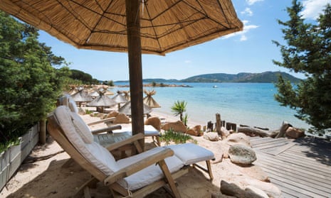 Corsica beach and lounger