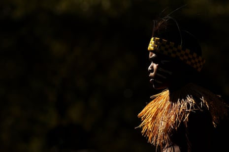 A dancer from the Injinoo community looks on during the Laura Aboriginal Dance Festival.