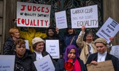 Female lawyers protest outside the Garrick Club in London. 