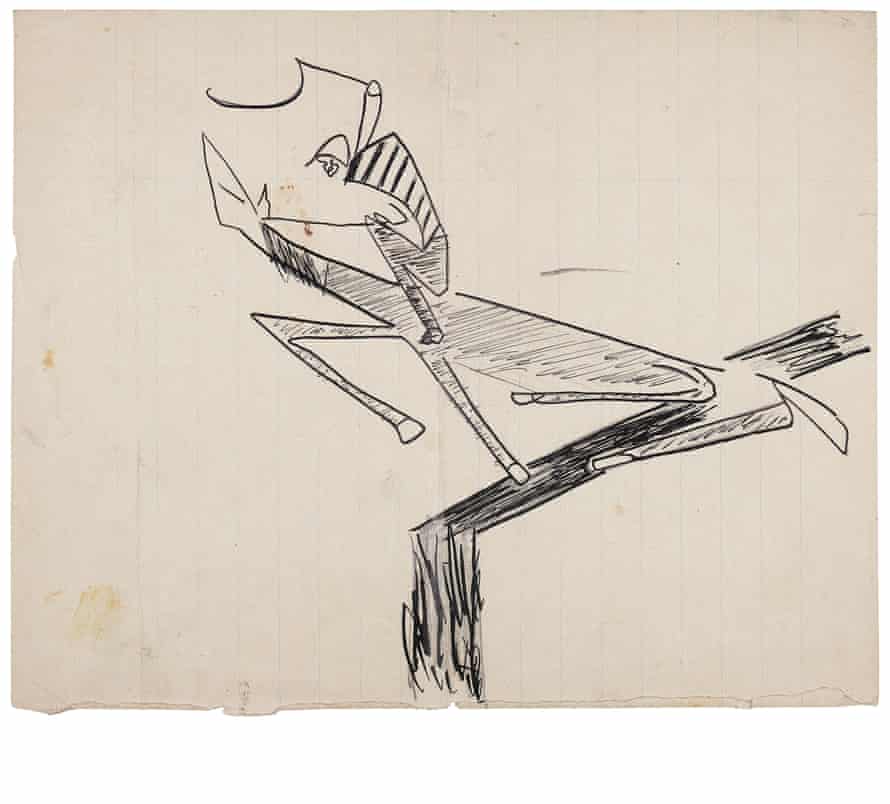 Angular horse-riding sketch.