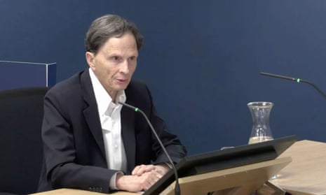 Prof David Heymann speaking to Kate Blackwell KC at the the UK Covid-19 inquiry in London, 15 June 2023