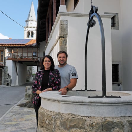Marko and Tereza Kobal pictured outside the boutique Wellba hotel in Planina, Slovenia, which they run.