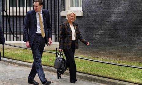 Alison Rose, NatWest chief executive, (right) departs 10 Downing Street in London, after meeting with Chancellor Jeremy Hunt.