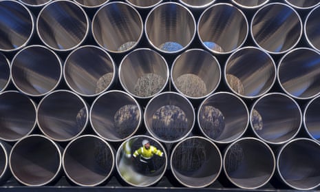 Pipes stored for the Nord Stream 2 gas pipeline.