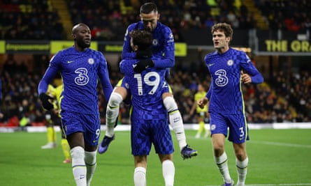 Chelsea FC players celebrating a goal