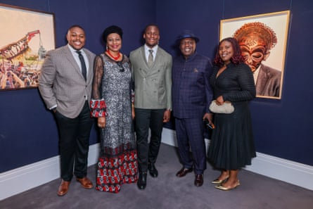 Itoje is flanked by his brother Jeremy, mother Florence, father Efe and sister Isabel at a fundraiser dinner for his charity foundation The Pearl Fund.