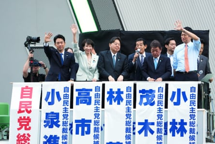 Candidates for the LDP presidential election campaign in Tokyo.