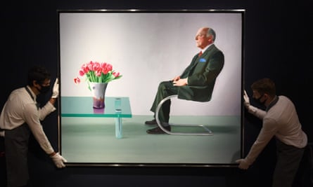 David Hockney’s Portrait of Sir David Webster, 1971, featuring Aram’s Altra glass table, sold for £12.9m in 2020.