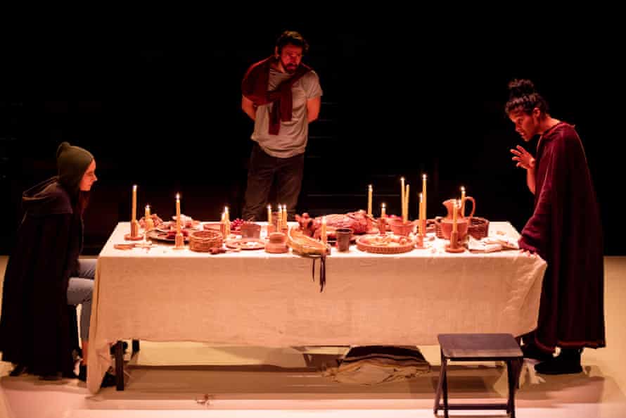 Dinner for three: Geraldine Hakewill, Ewen Leslie and Zahra Newman.