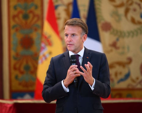 French president Emmanuel Macron pictured during a meeting with students in Madrid, Spain.