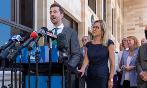 Liberal party leader Zak Kirkup outside the Western Australian parliament