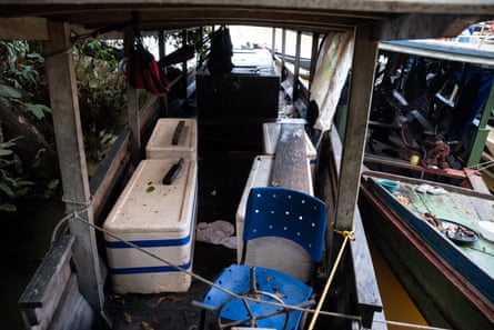 A boat filled with pirarucu which was seized and picked up by police. 