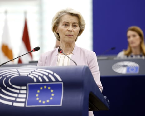 European Commission president Ursula von der Leyen delivers a speech at a session of the European parliament in Strasbourg, France.
