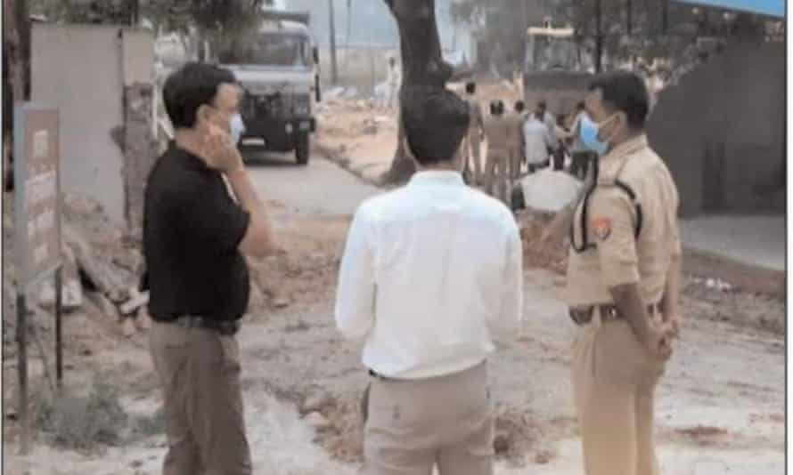 The scene after the demolition of the mosque