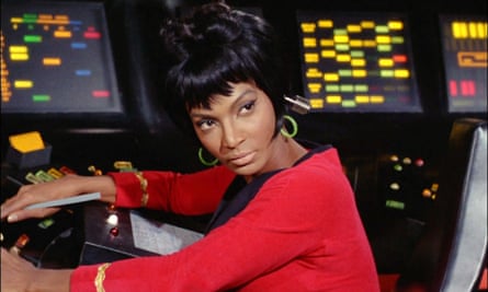 On the bridge … Nichelle Nichols as Lt Uhura in the first Star Trek series, 1967.