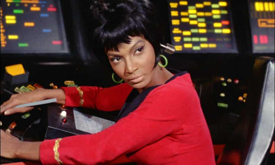 Nichelle Nichols as Lt Nyota Uhura in an episode from the original Star Trek series, 1967. 