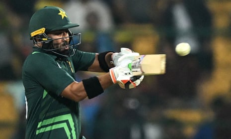 Bosh: Flat bat six for Pakistan's Iftikhar Ahmed.