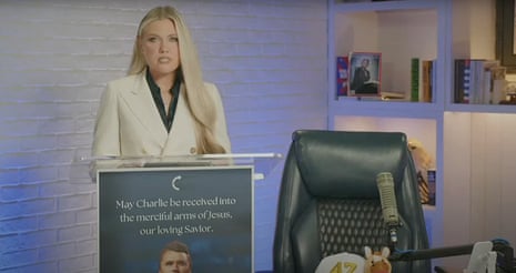 Widow of Charlie Kirk says her 'cries will echo around the world like a battle cry' | Charlie Kirk shooting | The Guardian